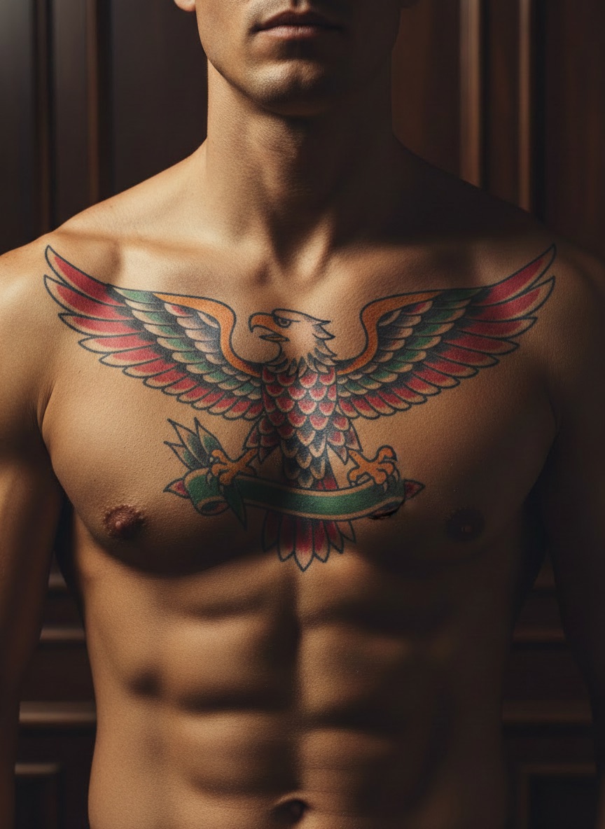 The same skin with the AI tattoo design previewed in place