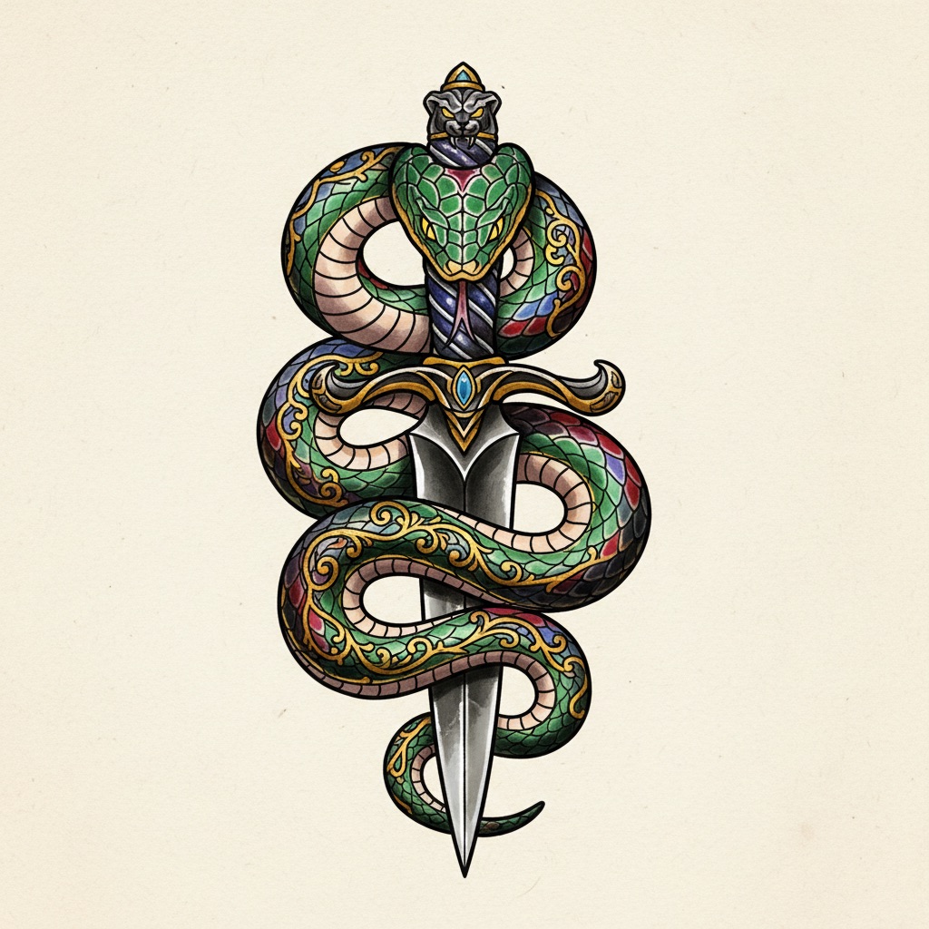Neo Trad tattoo style — Vivid, illustrative, ornamental