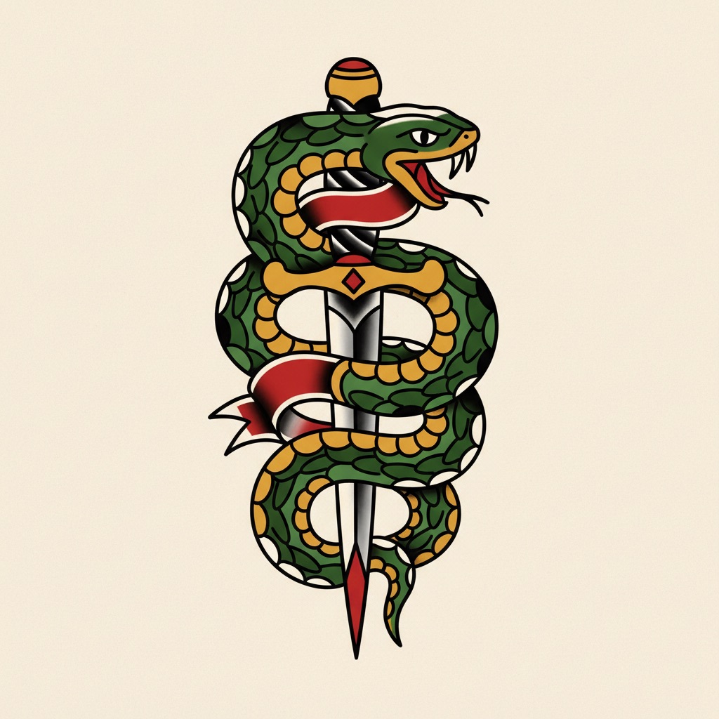 Old School tattoo style — Classic American traditional